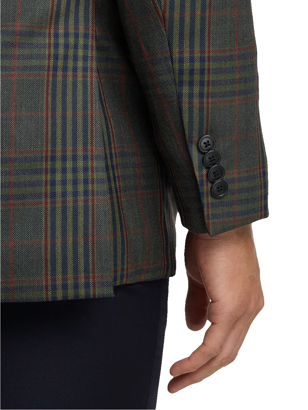 Wool Blend Plaid Single Breasted Notch Lapel Sport Coat - Green/blue sold by Paul Fredrick product image thumbnail 4