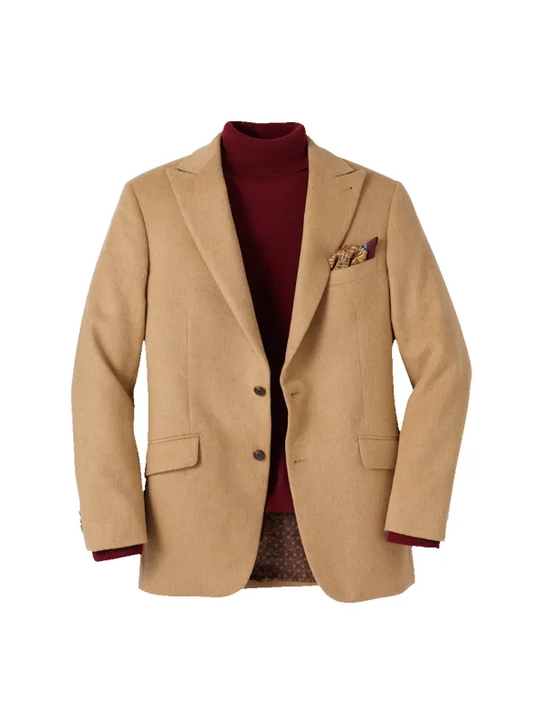 Camelhair Single Breasted Peak Lapel Sport Coat - Camel sold by Paul Fredrick