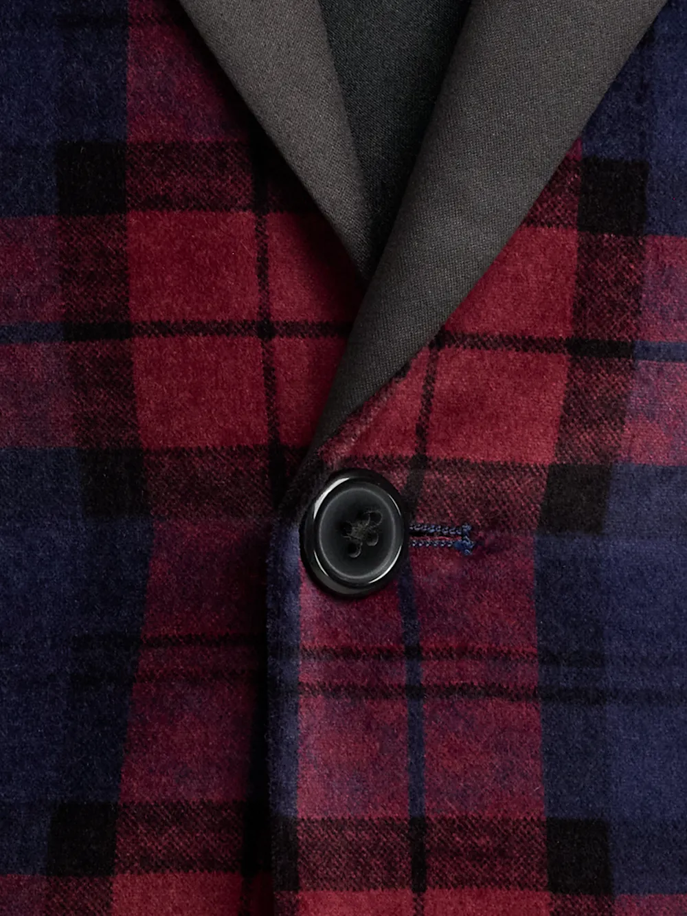 Velvet Plaid Single Breasted Satin Peak Lapel Sport Coat - Red Multi sold by Paul Fredrick product image thumbnail 5