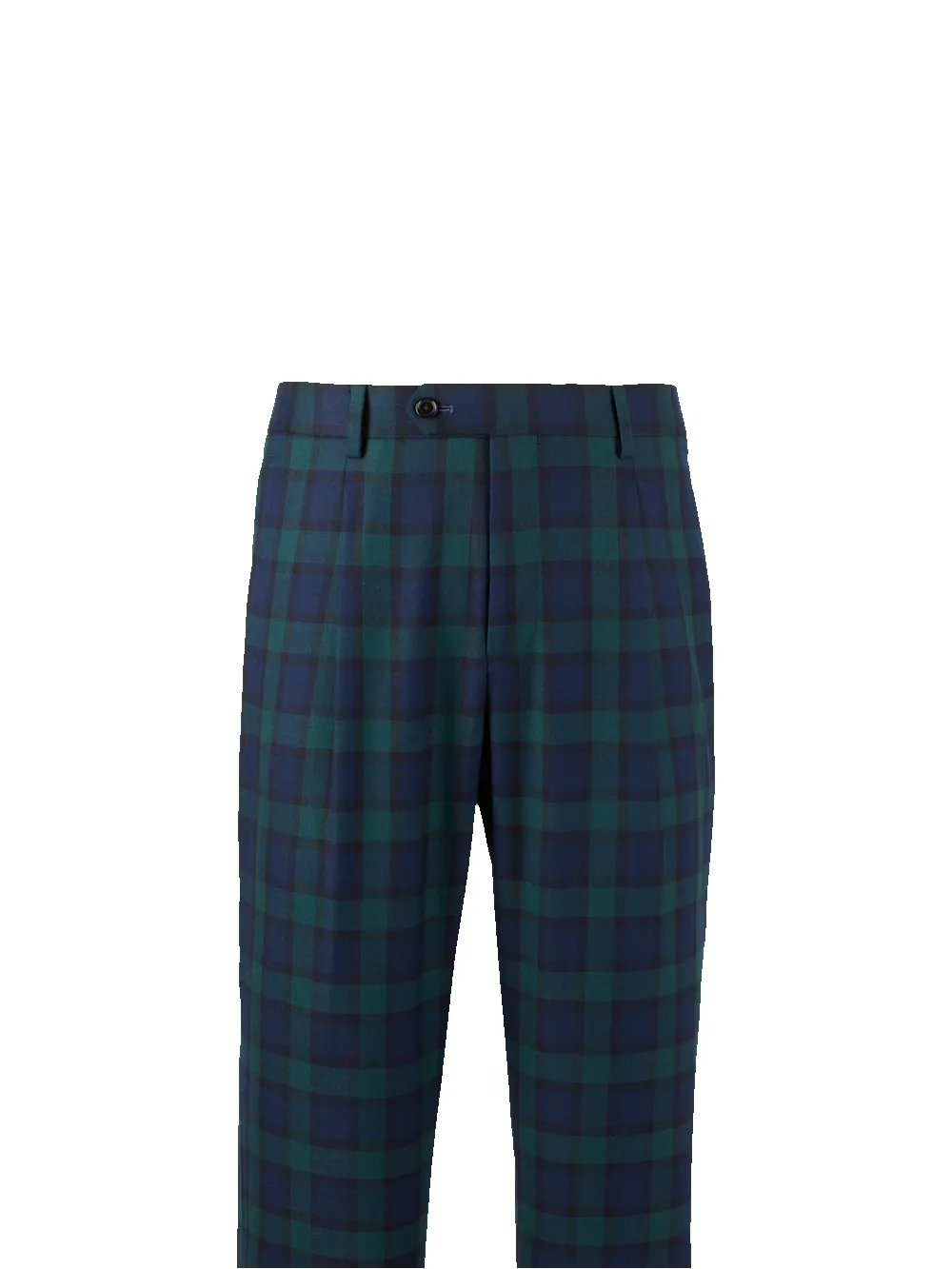 Wool Blend Blackwatch Single Pleated Pant - Green/navy sold by Paul Fredrick product image thumbnail 2