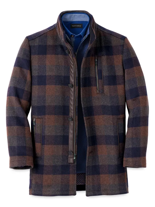 Wool Blend Buffalo Plaid Car Coat sold by Paul Fredrick