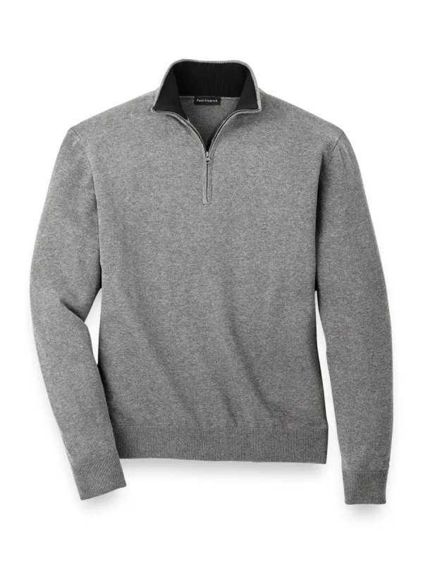 Supima Cotton Zip Mock Neck Sweater | Clearance sold by Paul Fredrick
