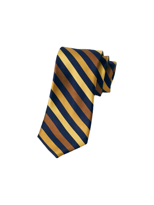 Stripe Woven Silk Tie - Gold/navy sold by Paul Fredrick