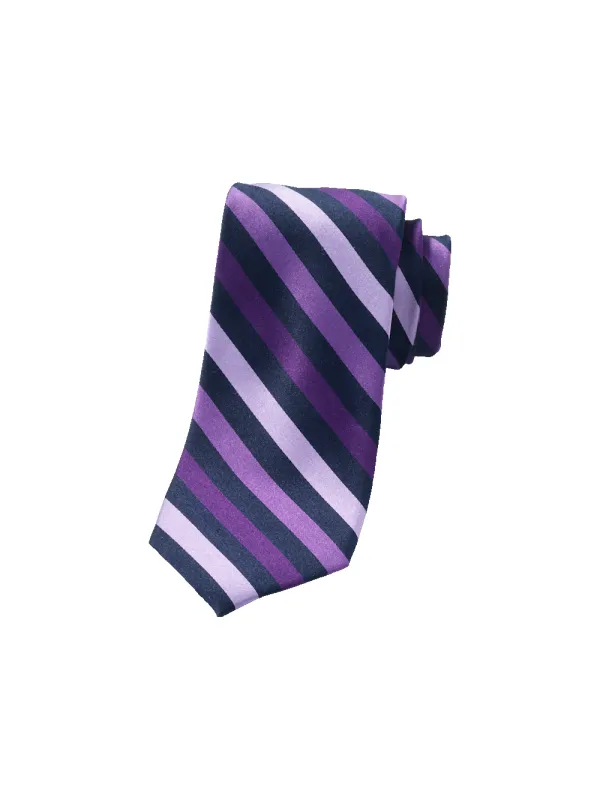 Stripe Woven Silk Tie - Purple/navy sold by Paul Fredrick