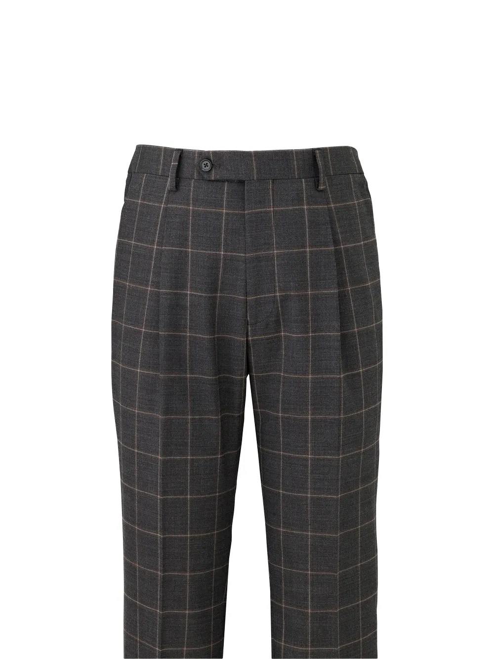 Wool Stretch Windowpane Single Pleat Suit Pants sold by Paul Fredrick product image thumbnail 2