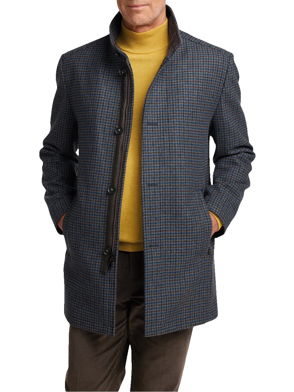 Wool Blend Houndstooth Carcoat - Multi sold by Paul Fredrick product image thumbnail 2