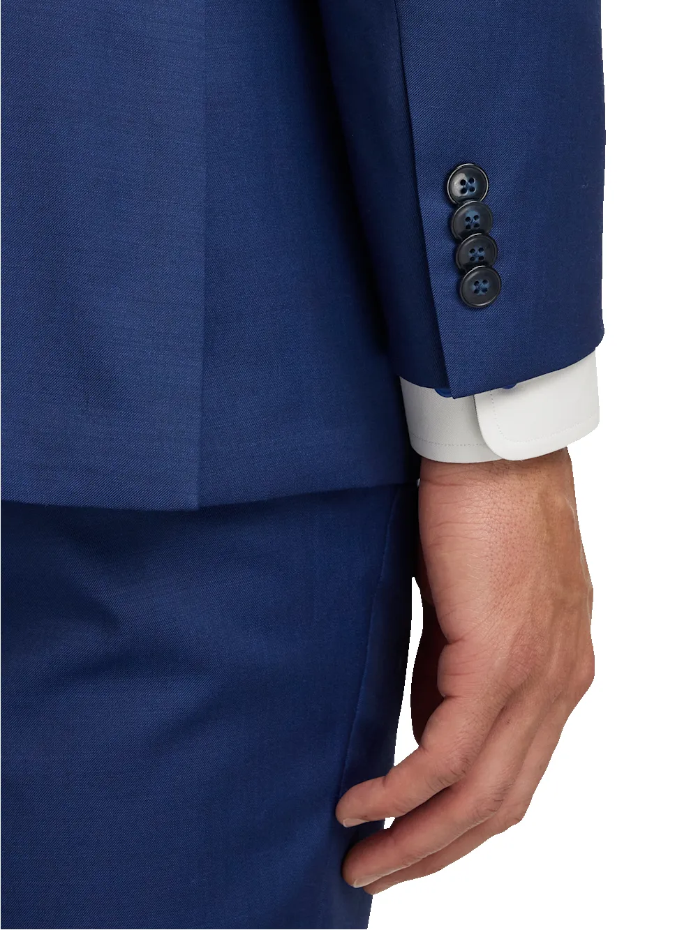 Wool Solid Single Breasted Notch Lapel Suit Jacket - Blue sold by Paul Fredrick product image thumbnail 2