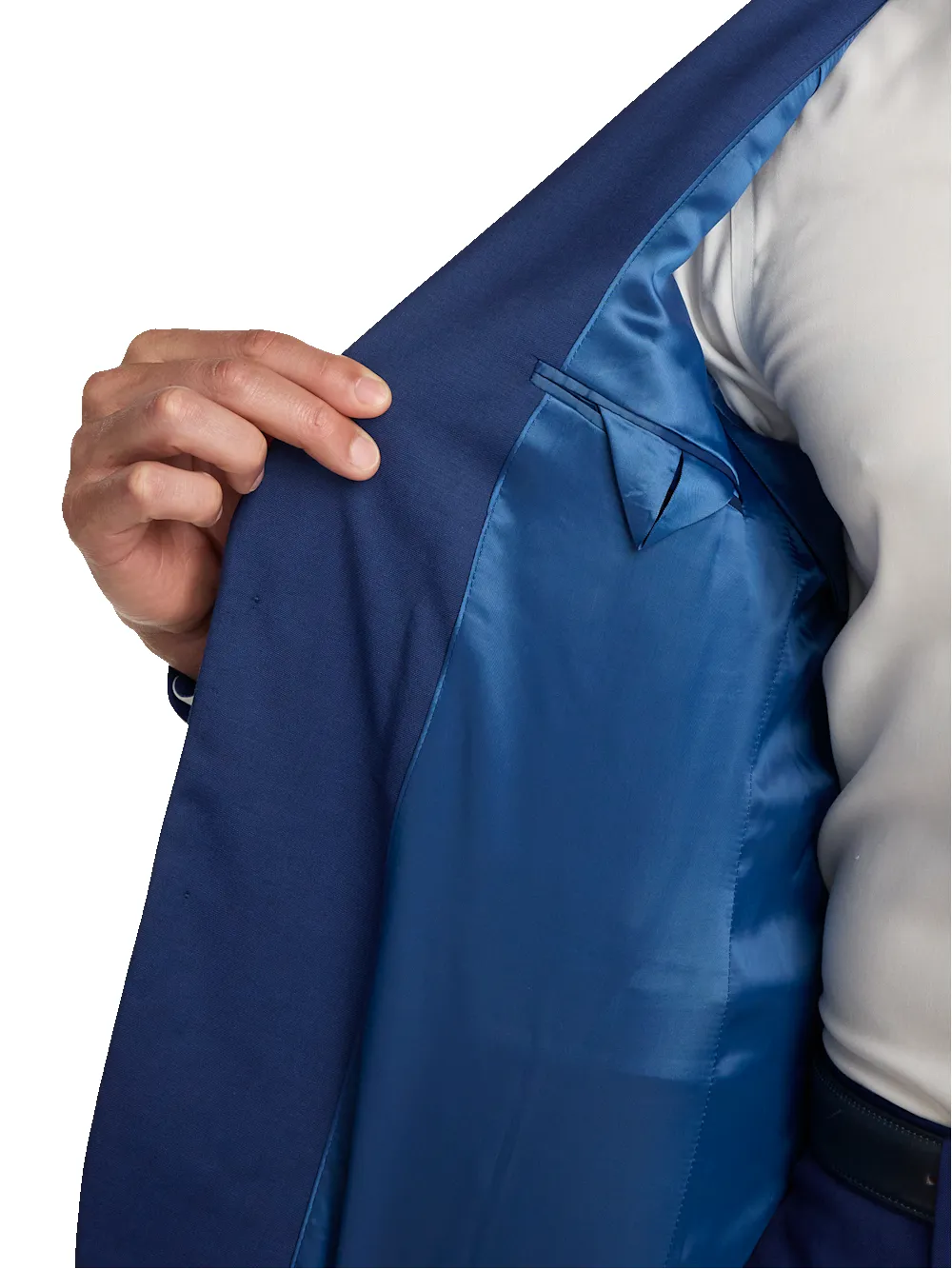 Wool Solid Single Breasted Notch Lapel Suit Jacket - Blue sold by Paul Fredrick product image thumbnail 3