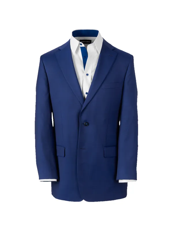 Wool Solid Single Breasted Notch Lapel Suit Jacket - Blue sold by Paul Fredrick