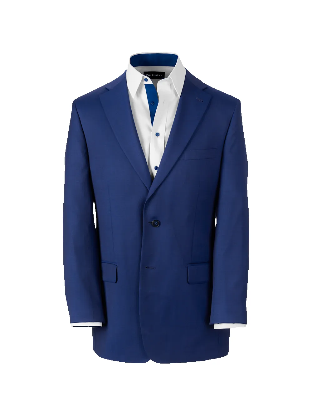 Wool Solid Single Breasted Notch Lapel Suit Jacket - Blue sold by Paul Fredrick