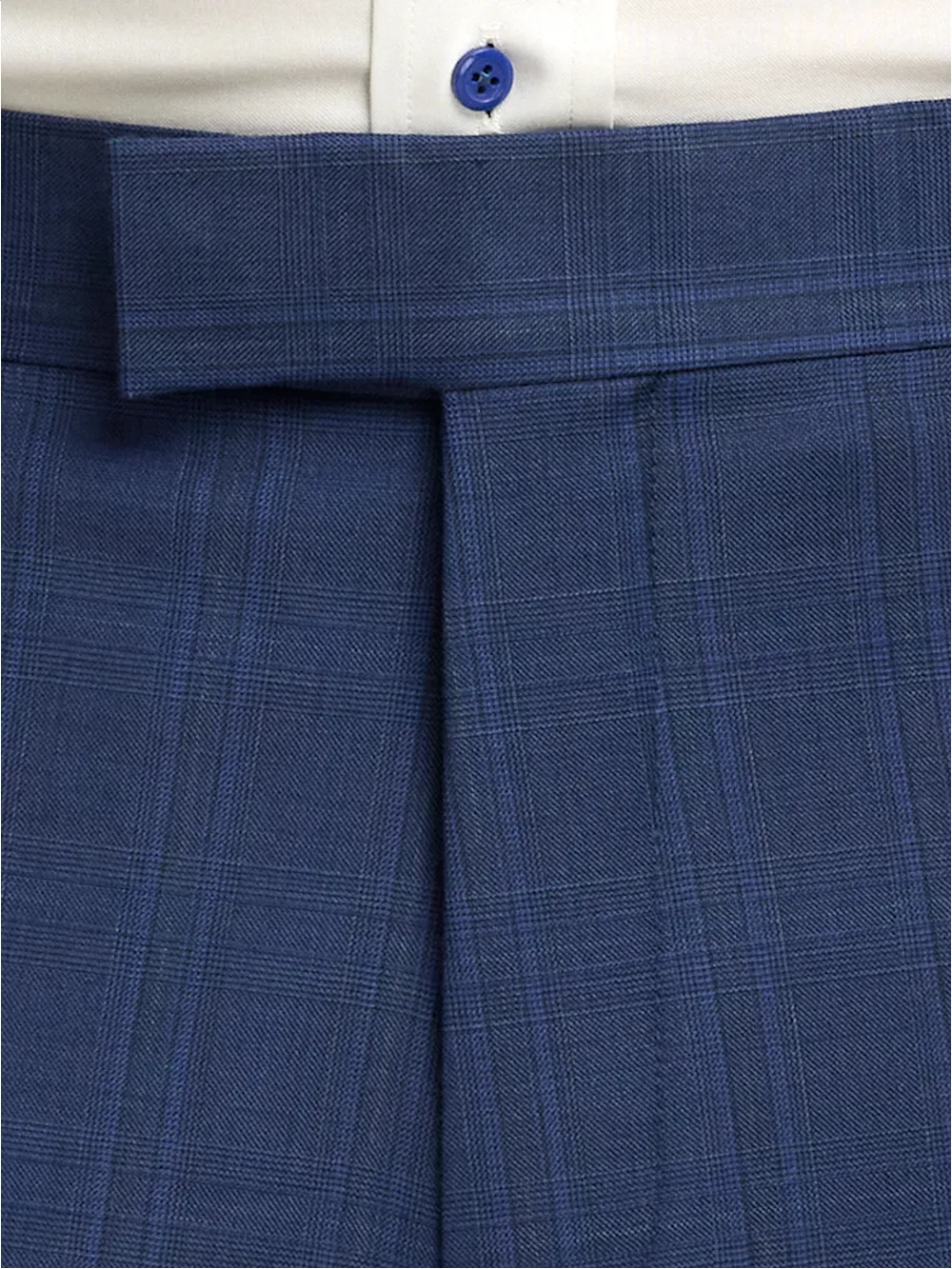 Wool Blend Plaid Flat Front Suit Pants - Blue sold by Paul Fredrick product image thumbnail 3