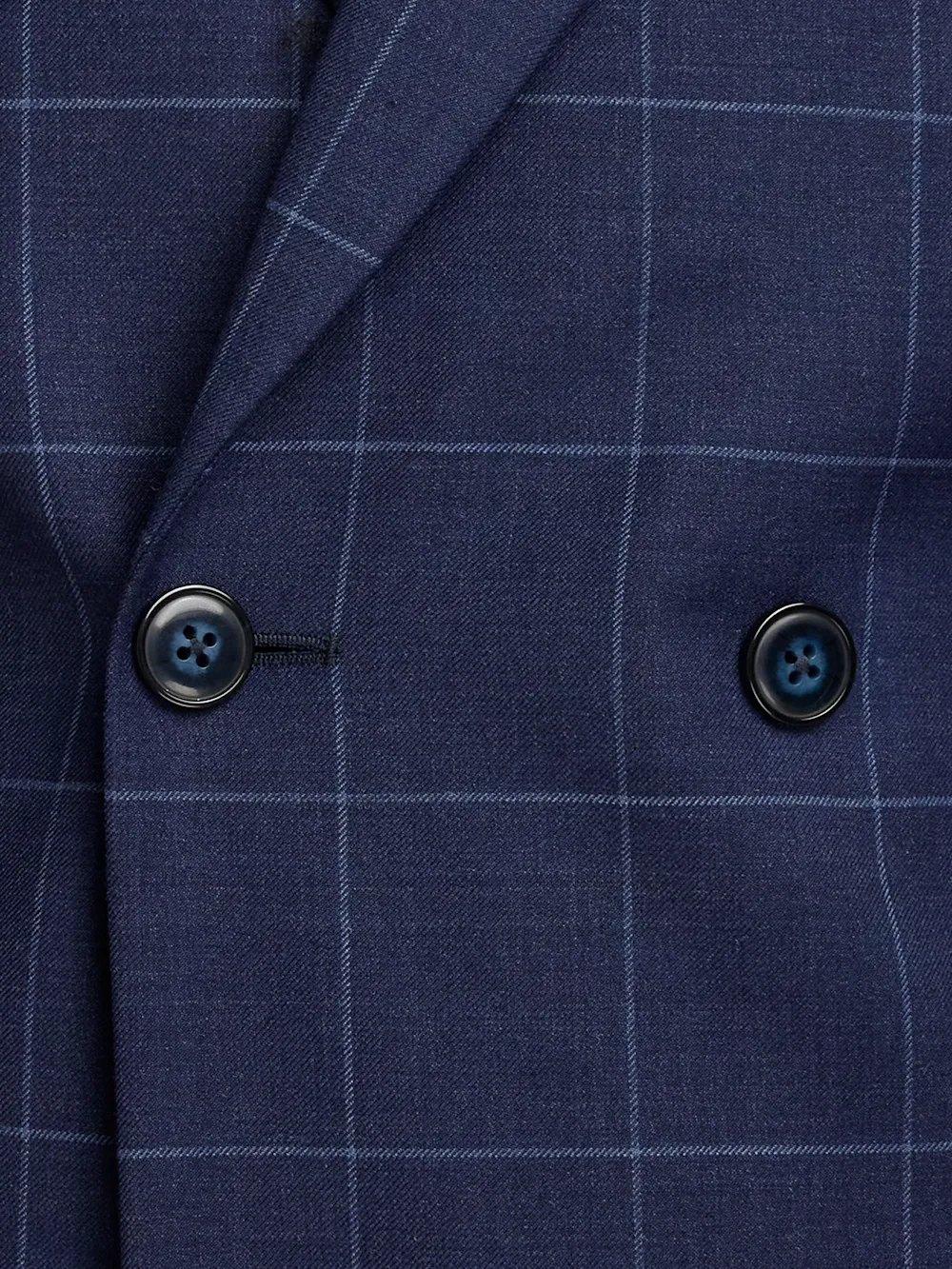 Wool Blend Windowpane Double Breasted Peak Lapel Sport Coat - Blue sold by Paul Fredrick product image thumbnail 5