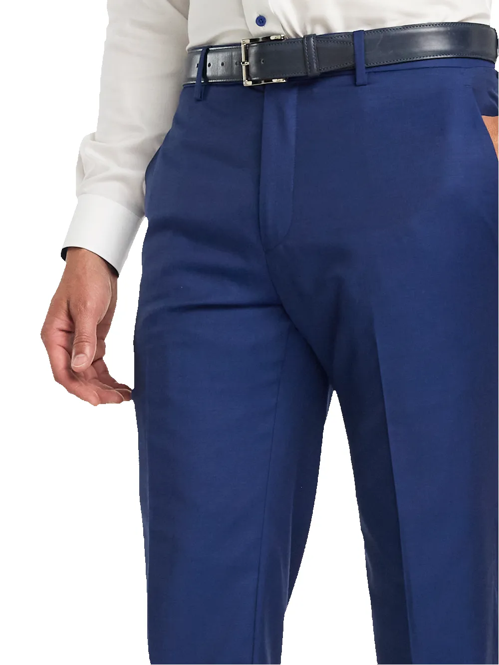 Wool Solid Flat Front Suit Pants - Blue sold by Paul Fredrick product image thumbnail 3