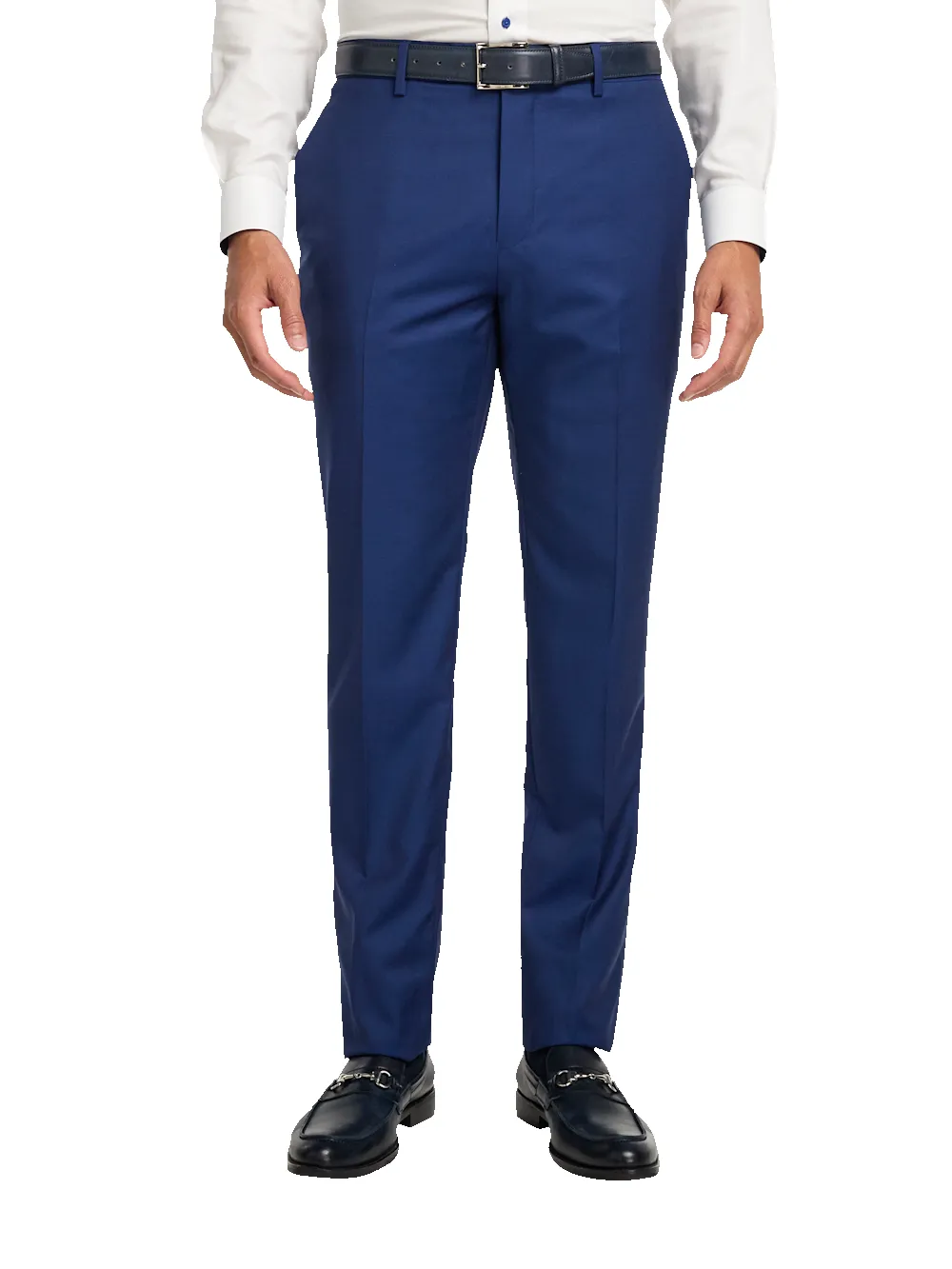 Wool Solid Flat Front Suit Pants - Blue sold by Paul Fredrick product image thumbnail 2