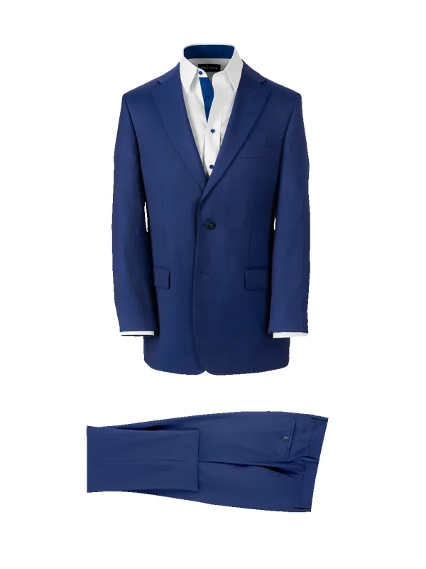 Wool Solid Single Breasted Notch Lapel Suit - Blue sold by Paul Fredrick
