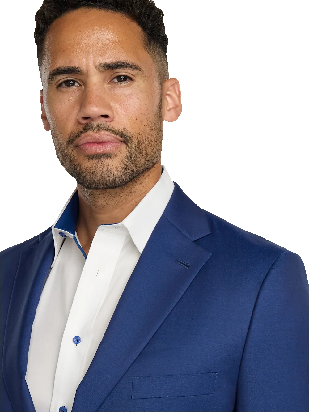 Wool Solid Single Breasted Notch Lapel Suit - Blue sold by Paul Fredrick product image thumbnail 4