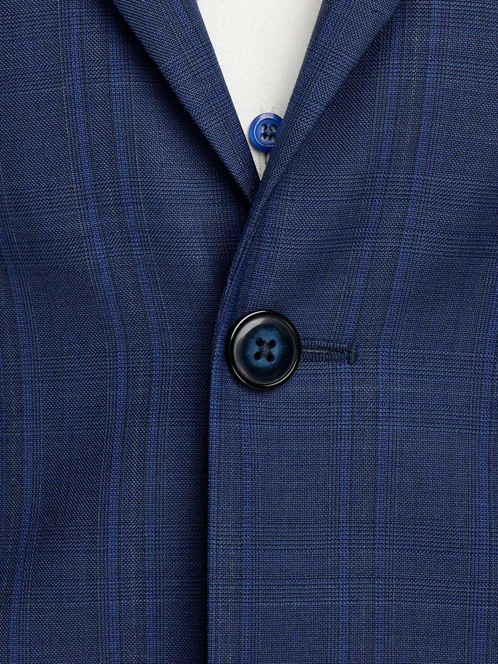 Wool Blend Plaid Single Breasted Notch Lapel Suit - Blue sold by Paul Fredrick product image thumbnail 4