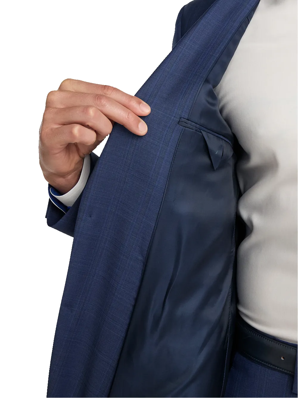 Wool Blend Plaid Single Breasted Notch Lapel Suit - Blue sold by Paul Fredrick product image thumbnail 5