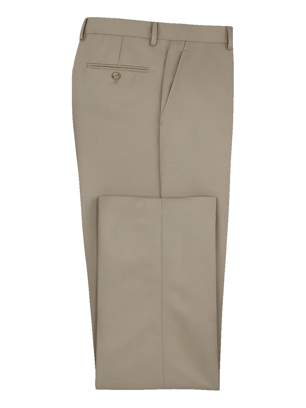 Solid Microfiber Flat Front Pants - Tan sold by Paul Fredrick
