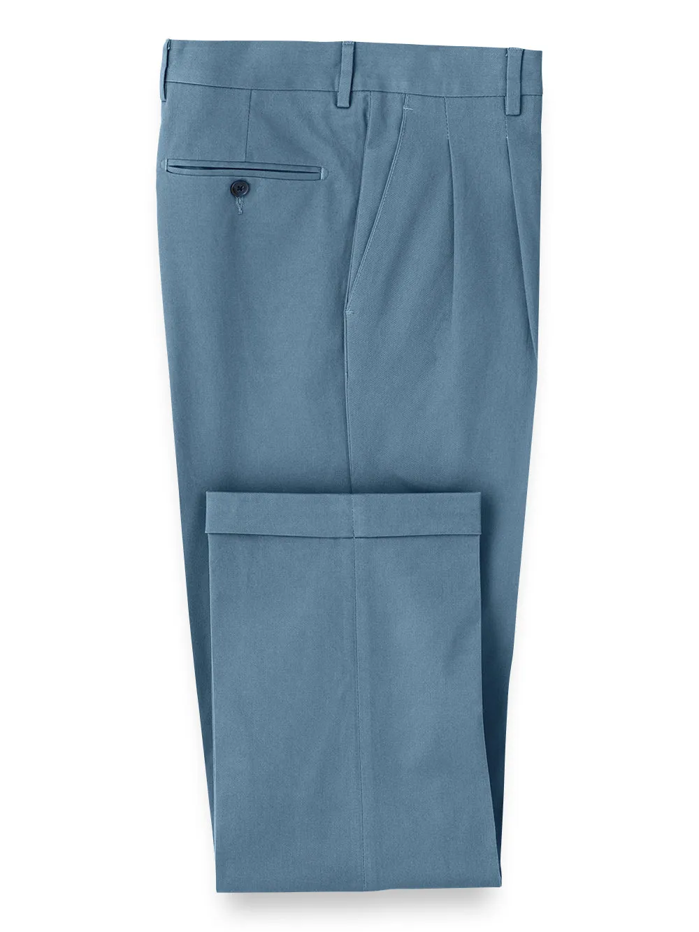 Classic Fit Cotton Stretch Twill Pants - Blue sold by Paul Fredrick