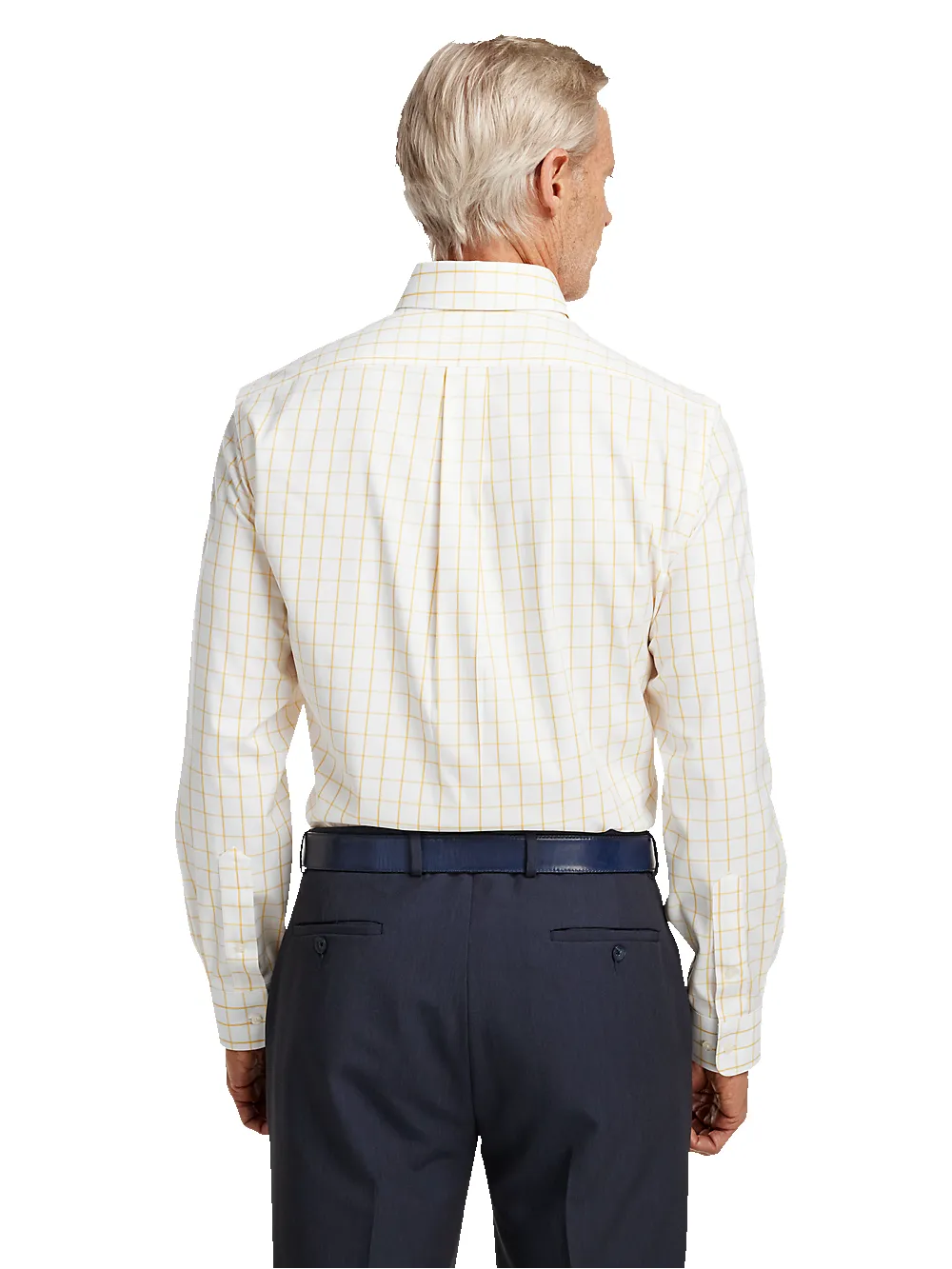 Comfort Stretch Non-Iron Check Dress Shirt With Contrast Trim - Yellow sold by Paul Fredrick product image thumbnail 5