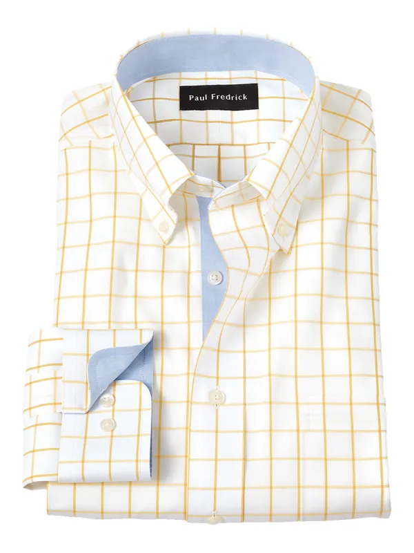 Comfort Stretch Non-Iron Check Dress Shirt With Contrast Trim - Yellow sold by Paul Fredrick