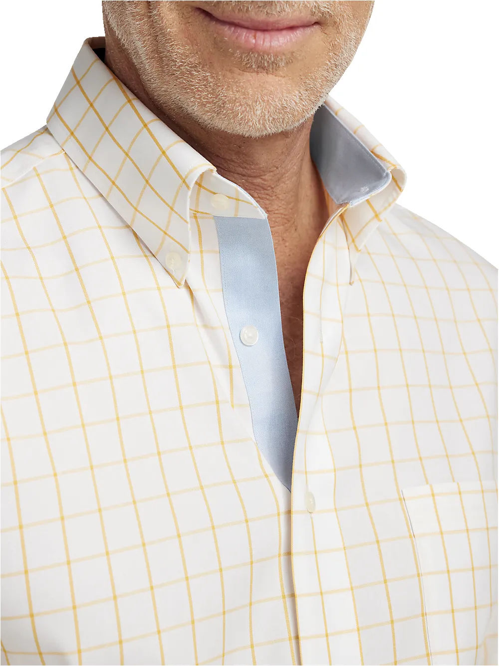 Comfort Stretch Non-Iron Check Dress Shirt With Contrast Trim - Yellow sold by Paul Fredrick product image thumbnail 3