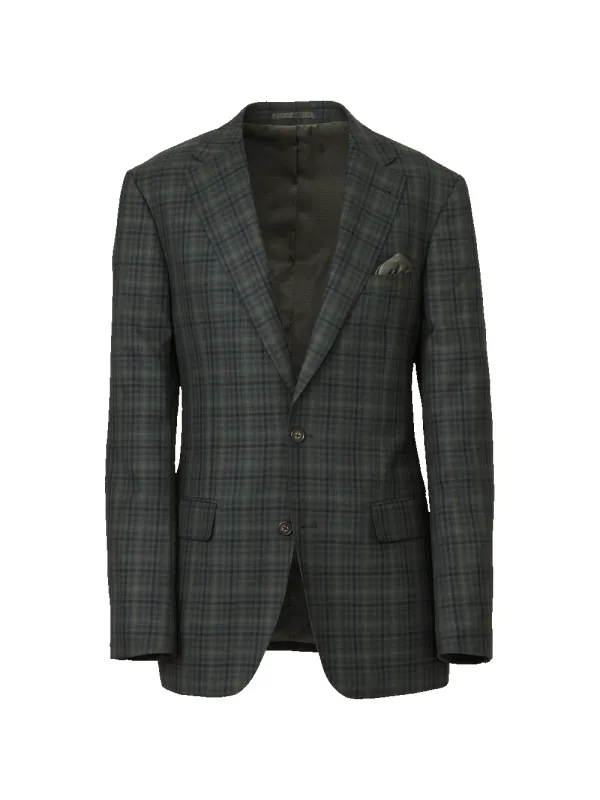 Olive Wool Plaid Single Breasted Notch Lapel Sport Coat - Olive sold by Paul Fredrick