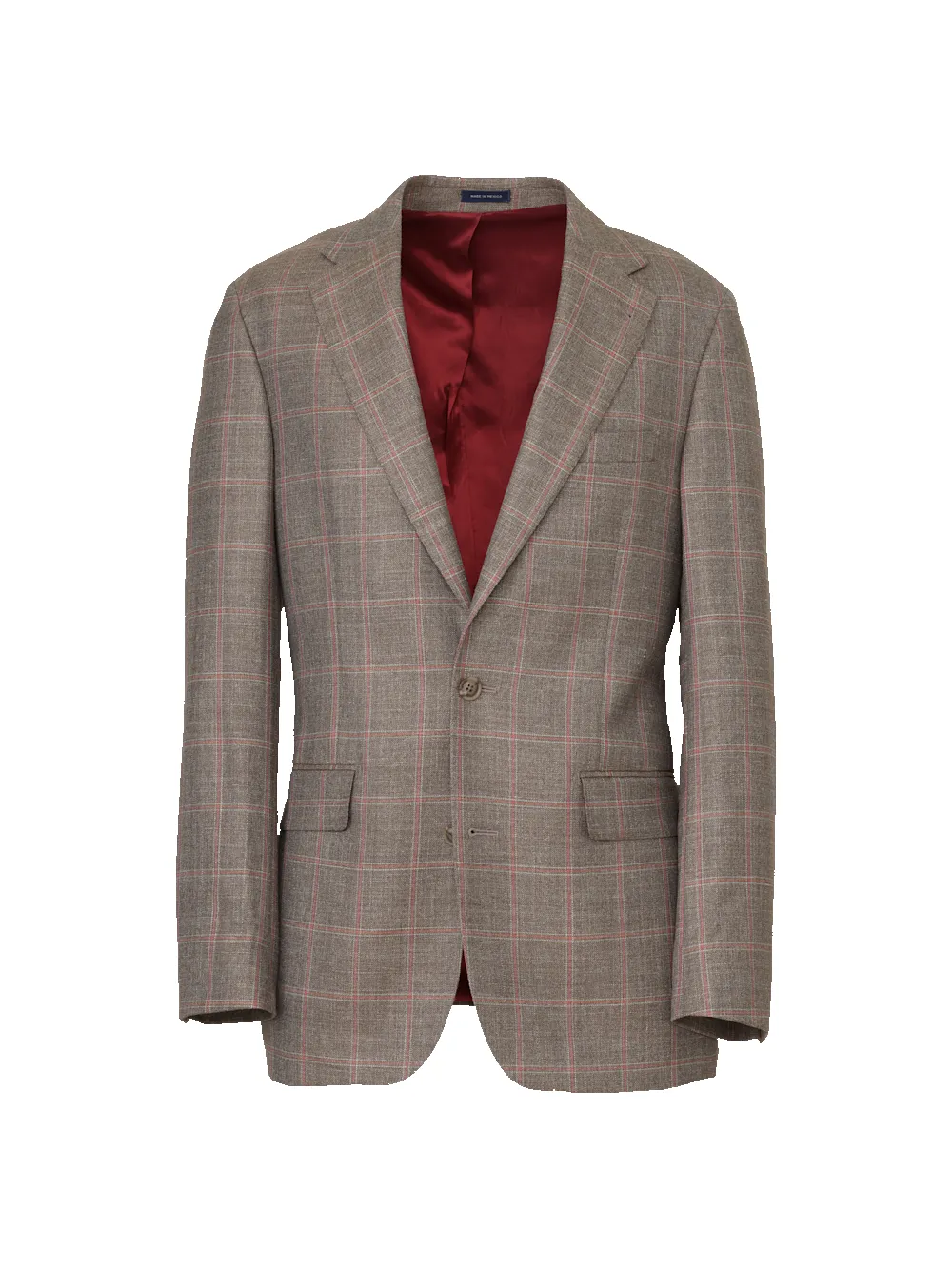 Tan/Salmon Wool Blend Windowpane Single Breasted Notch Lapel Sport Coat - Tan/salmon sold by Paul Fredrick