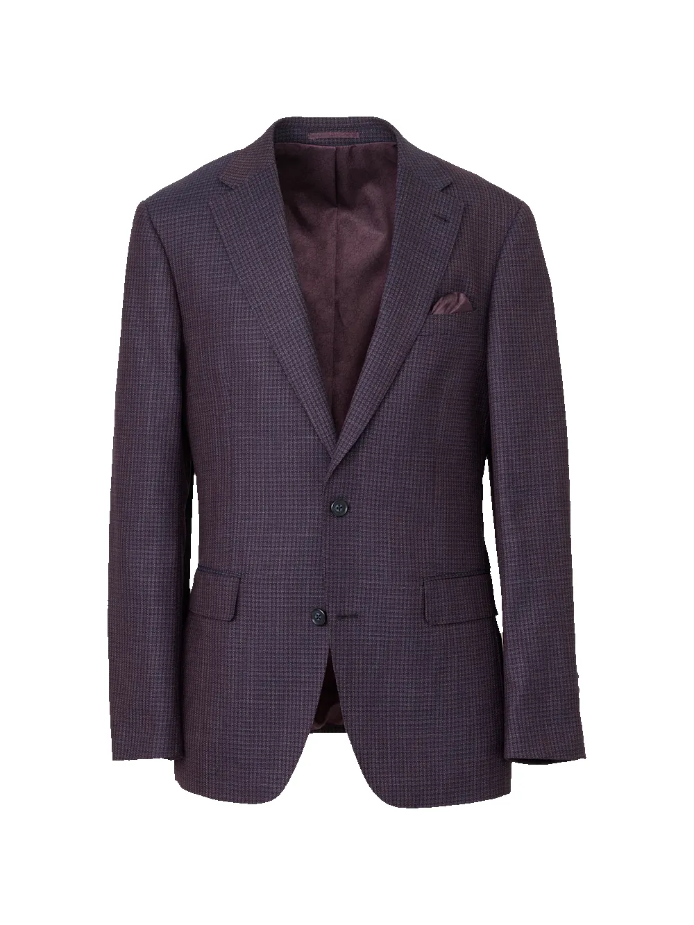 Burgundy Wool Check Single Breasted Notch Lapel Sport Coat - Burgundy sold by Paul Fredrick