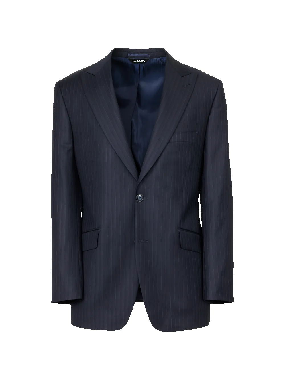 Black/Blue Wool Stripe Single Breasted Peak Lapel Suit Jacket - Black/blue sold by Paul Fredrick