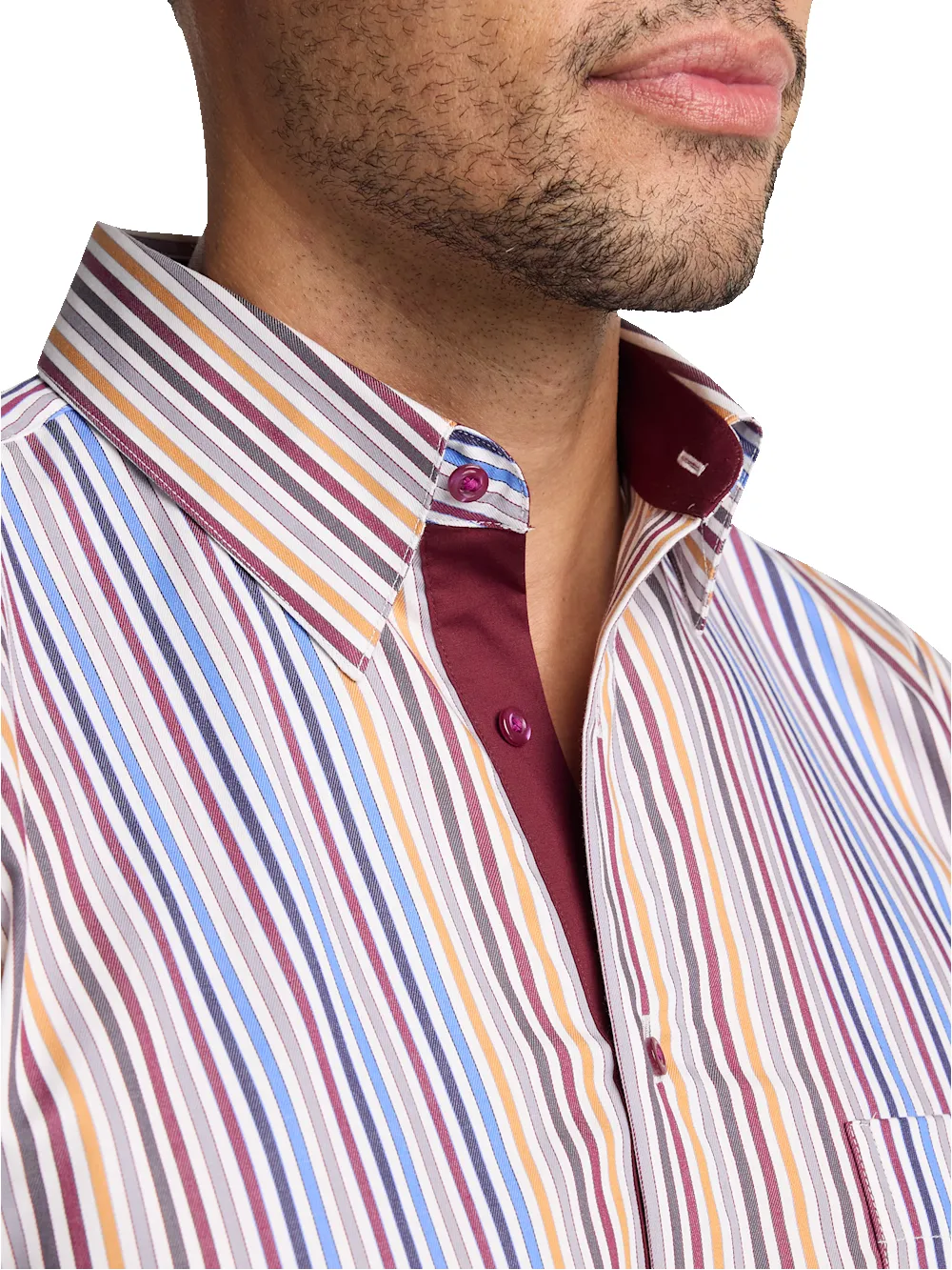Cotton Stripe Point Collar Casual Shirt - Multi sold by Paul Fredrick product image thumbnail 4