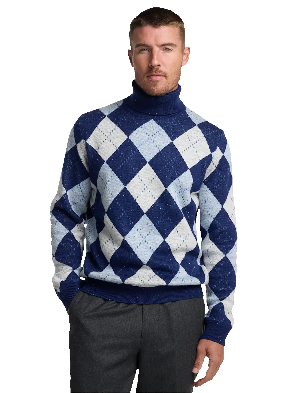 Donegal Turtleneck Sweater - Blue sold by Paul Fredrick product image thumbnail 2