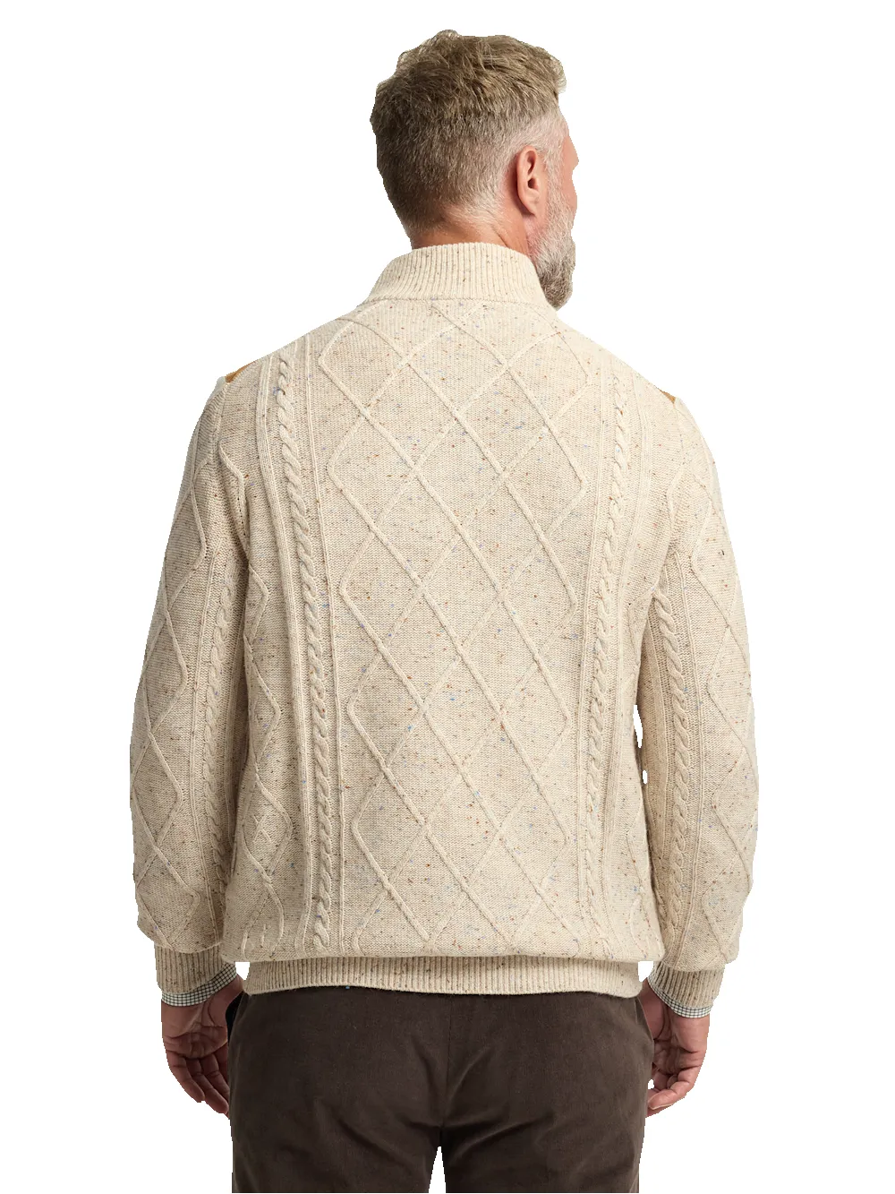 Donegal Full Zip Mock Neck Sweater - Ivory sold by Paul Fredrick product image thumbnail 5