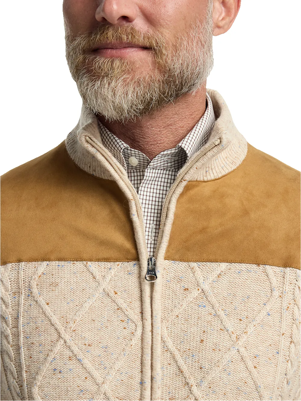 Donegal Full Zip Mock Neck Sweater - Ivory sold by Paul Fredrick product image thumbnail 3