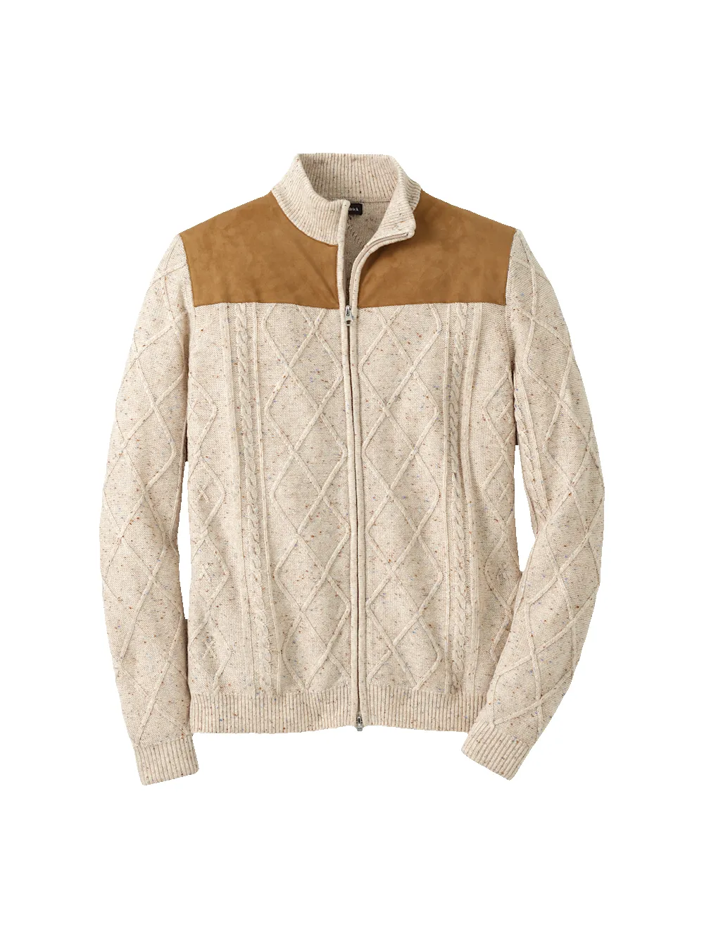 Donegal Full Zip Mock Neck Sweater - Ivory sold by Paul Fredrick