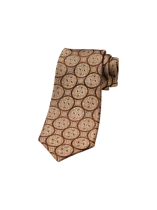 Paisley Woven Silk Tie - Brown sold by Paul Fredrick