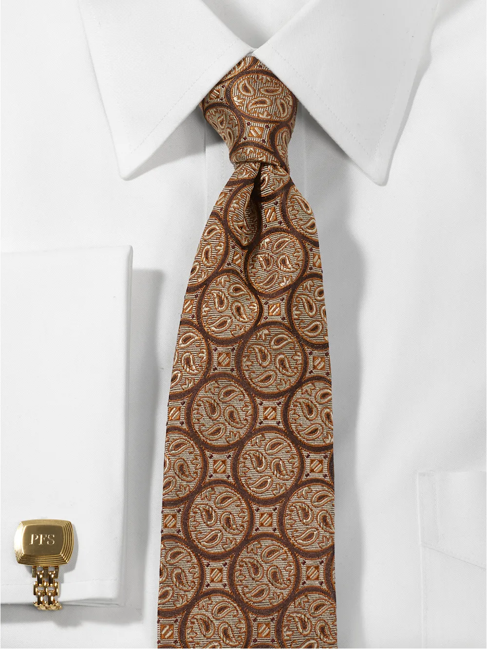 Paisley Woven Silk Tie - Brown sold by Paul Fredrick product image thumbnail 2