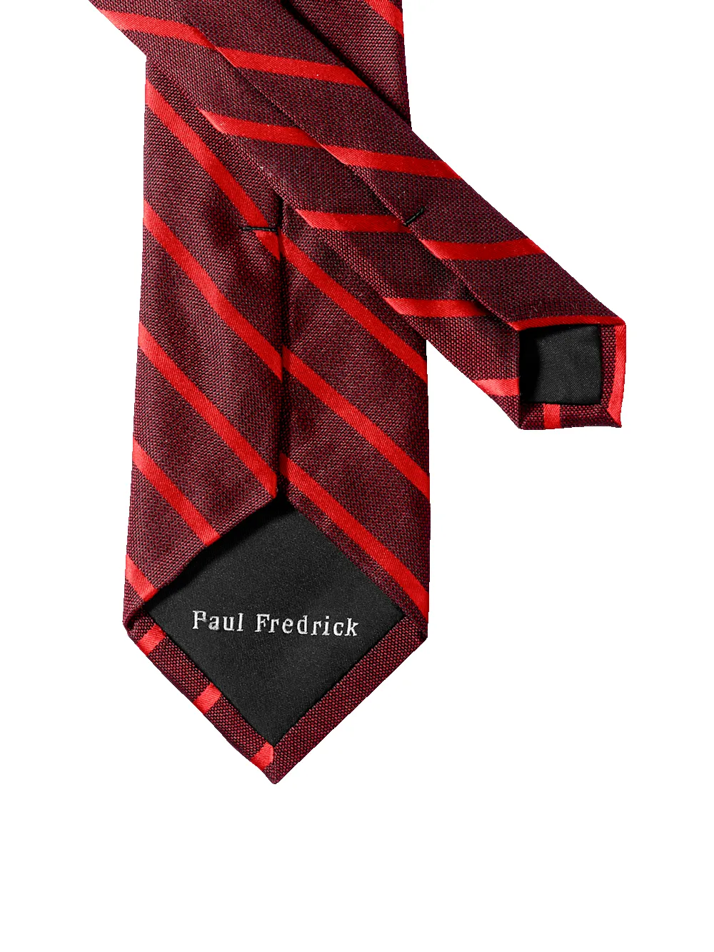 Stripe Woven Silk Tie - Red sold by Paul Fredrick product image thumbnail 3