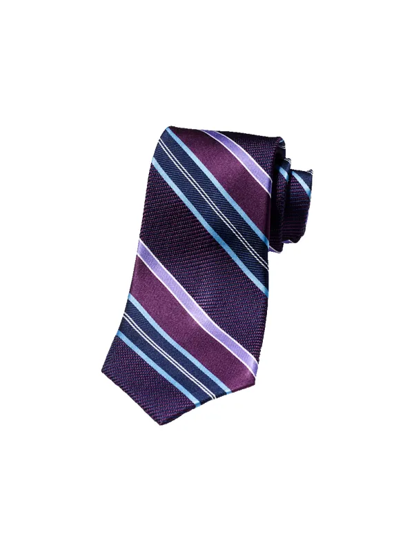 Stripe Woven Silk Tie - Purple/blue made by Paul Fredrick