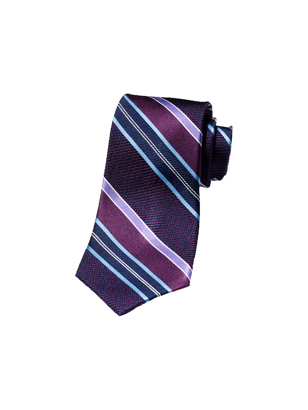 Stripe Woven Silk Tie - Purple/blue sold by Paul Fredrick