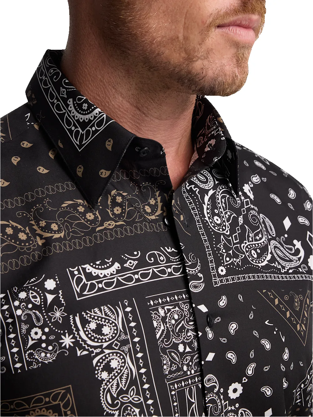 Cotton Paisley Point Collar Casual Shirt - Black/brown sold by Paul Fredrick product image thumbnail 4