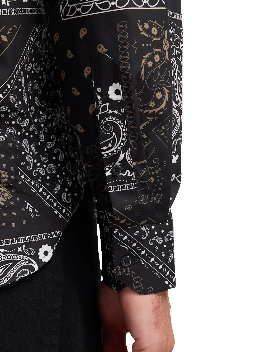 Cotton Paisley Point Collar Casual Shirt - Black/brown sold by Paul Fredrick product image thumbnail 5