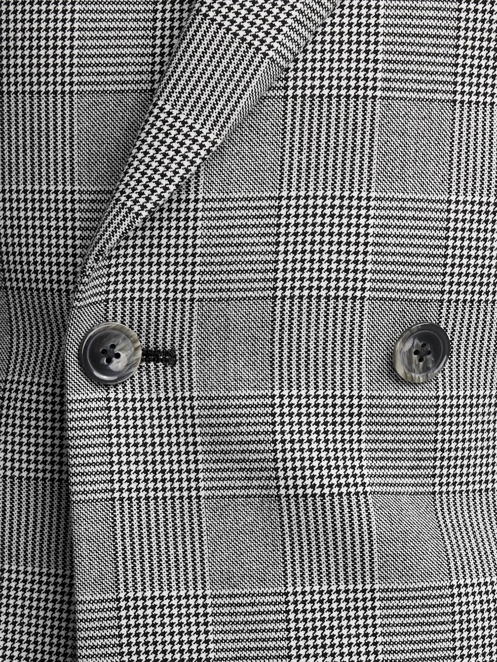 Black/White Plaid Houndstooth Double Breasted Peak Lapel Suit Jacket - Black/white sold by Paul Fredrick product image thumbnail 5