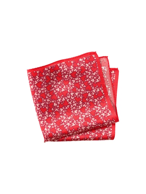Hearts Silk Pocket Square - Red sold by Paul Fredrick