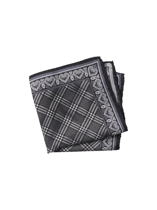 Plaid Silk Pocket Square - Black sold by Paul Fredrick