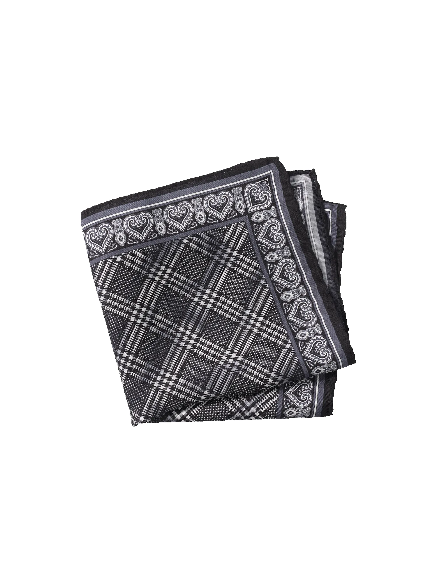 Plaid Silk Pocket Square - Black sold by Paul Fredrick