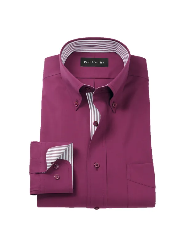Comfort Stretch Non-Iron Solid Dress Shirt With Contrast Trim - Burgundy sold by Paul Fredrick