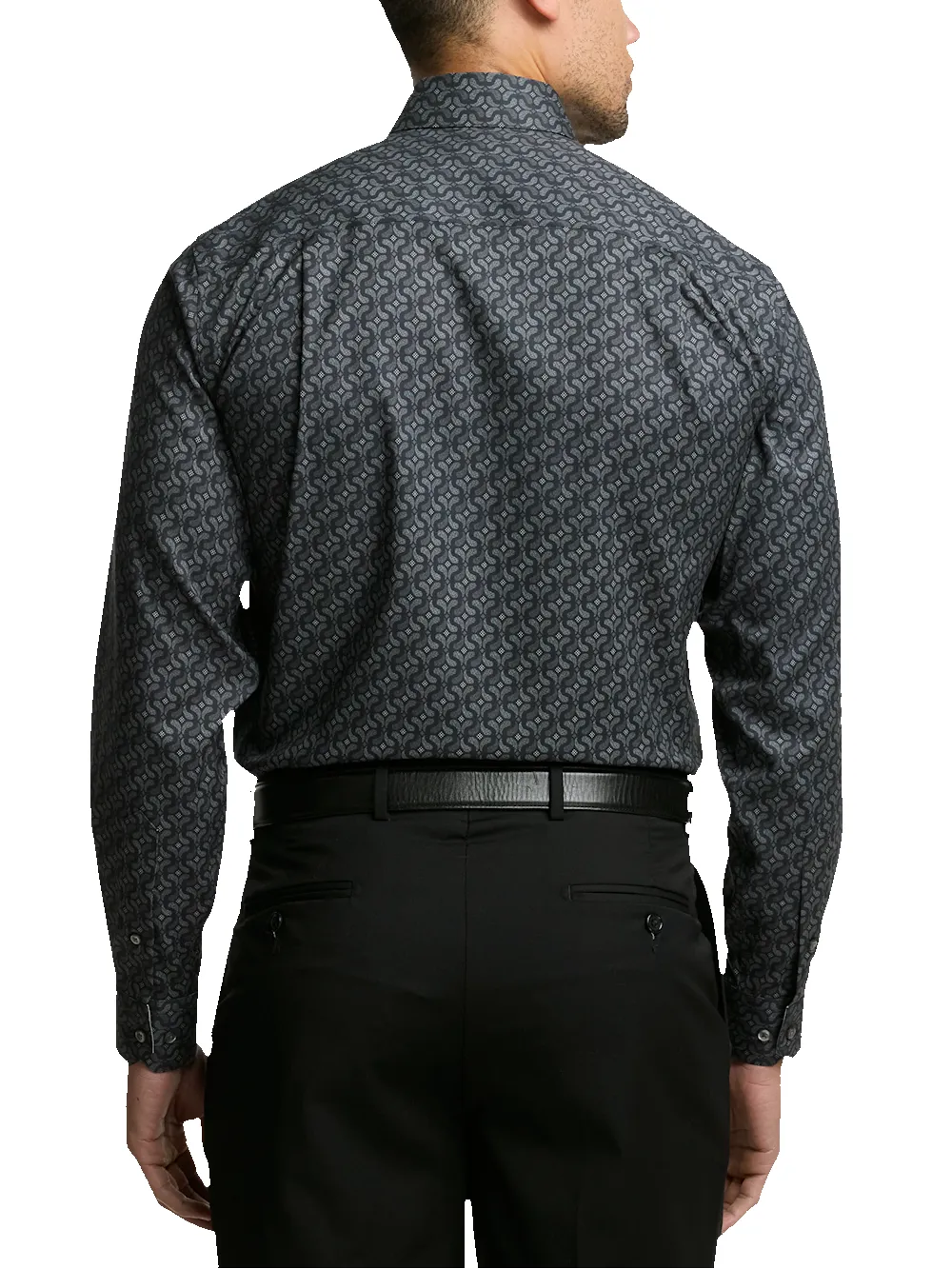 Comfort Stretch Non-Iron Deco Dress Shirt With Contrast Trim - Black/grey sold by Paul Fredrick product image thumbnail 5