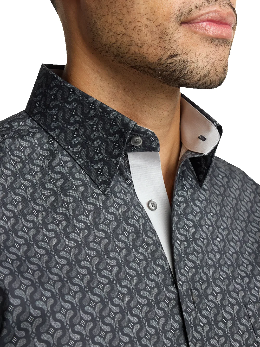 Comfort Stretch Non-Iron Deco Dress Shirt With Contrast Trim - Black/grey sold by Paul Fredrick product image thumbnail 3